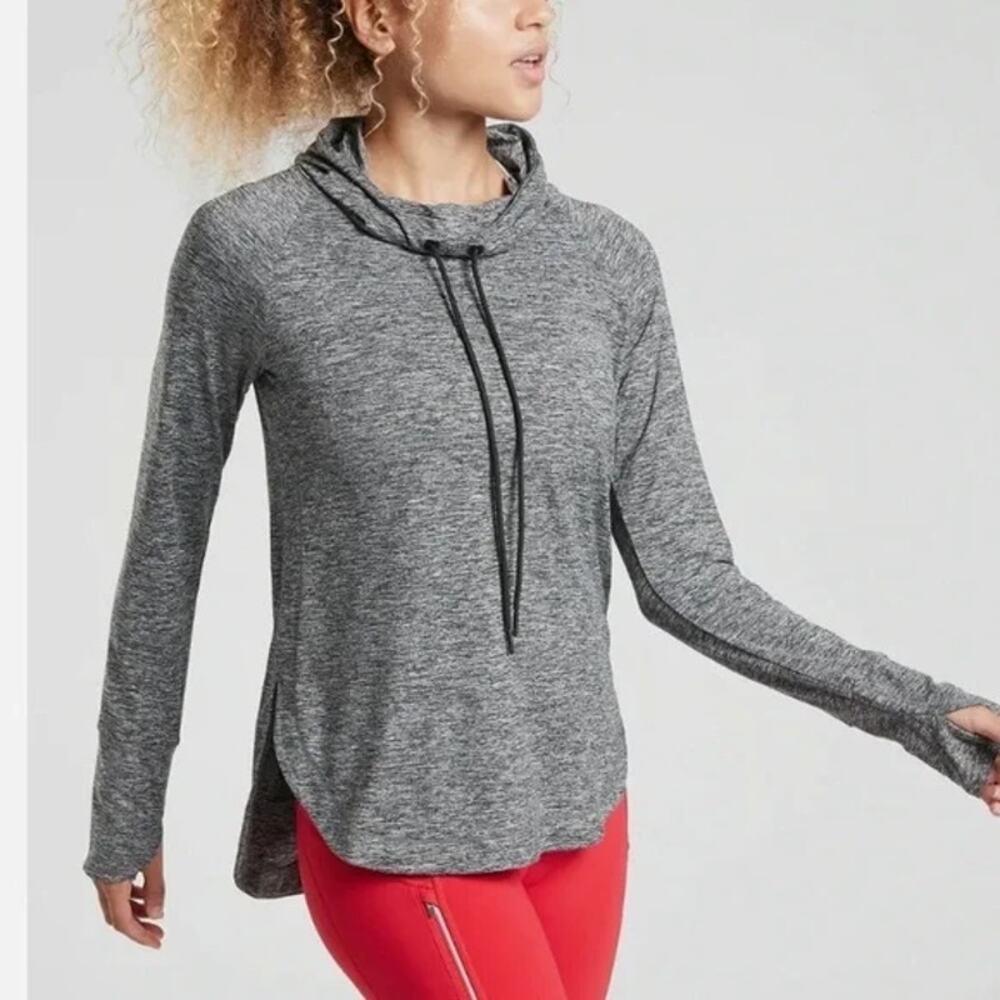 Athleta Uptempo Hoodie Sweatshirt Womens Small Heathered Gray - Picture 1 of 11